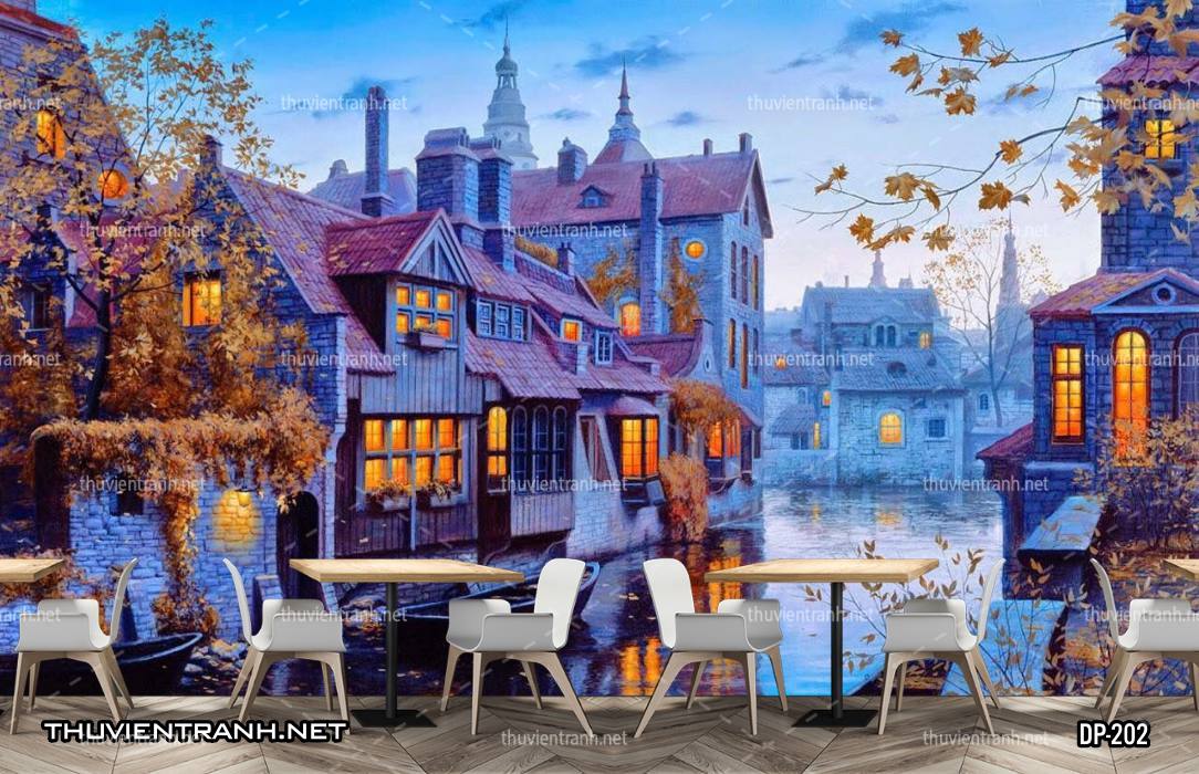 Tranh dán tường 3D đường phố Châu Âu - Kết quả tìm kiếm tranh tường