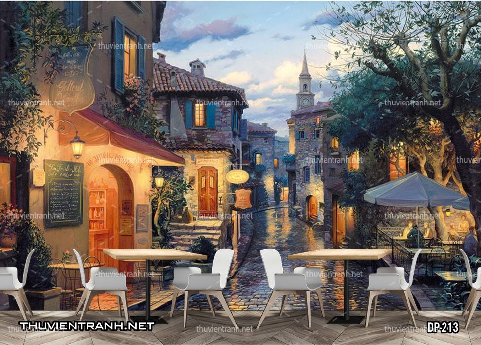 Tranh dán tường 3D đường phố Châu Âu - Kết quả tìm kiếm tranh tường