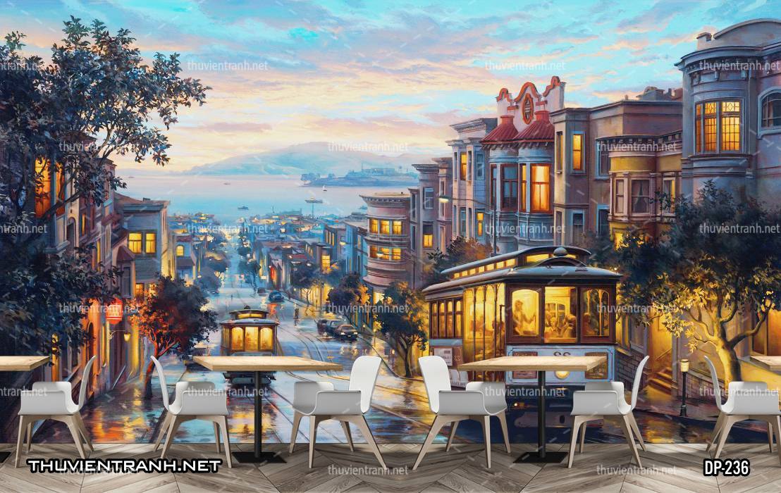 Tranh dán tường 3D đường phố Châu Âu - Kết quả tìm kiếm tranh tường