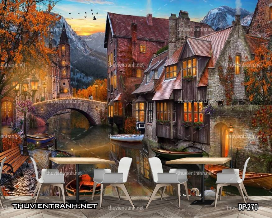 Tranh dán tường 3D đường phố Châu Âu - Kết quả tìm kiếm tranh tường