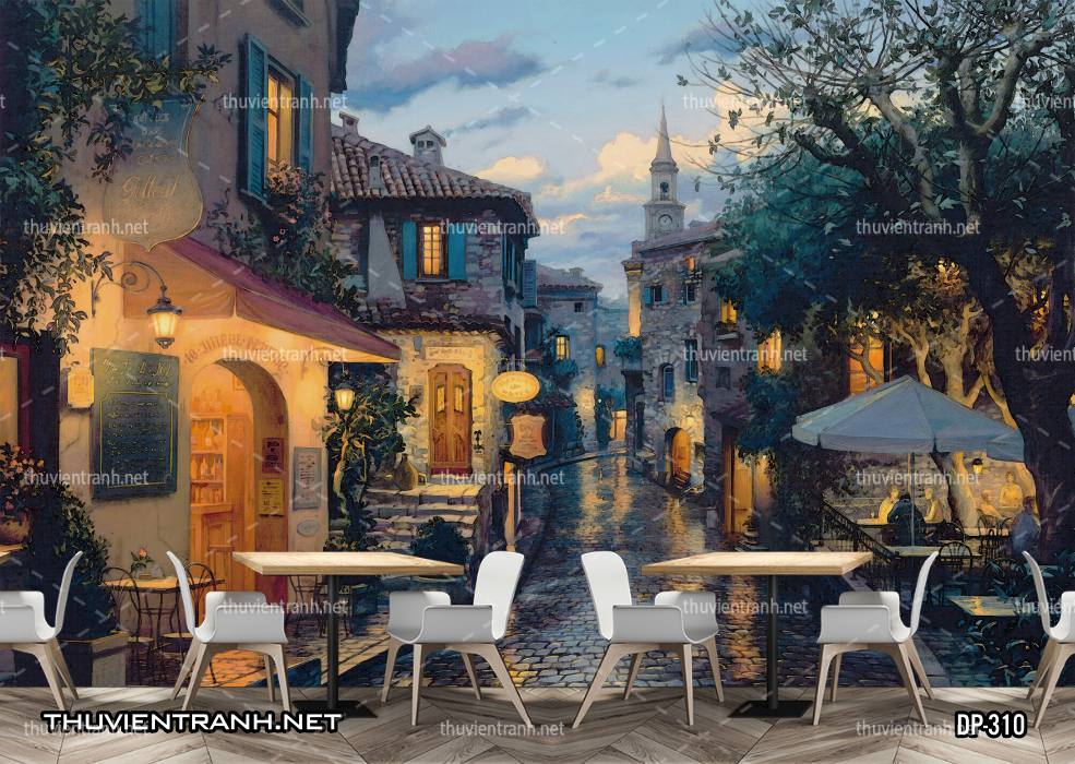 Tranh dán tường 3D đường phố Châu Âu - Kết quả tìm kiếm tranh tường