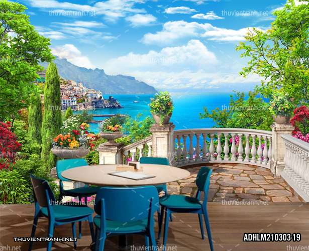 Tranh Phong Cảnh thành phố ven biển Địa Trung Hải - Kết quả tìm kiếm tranh tường