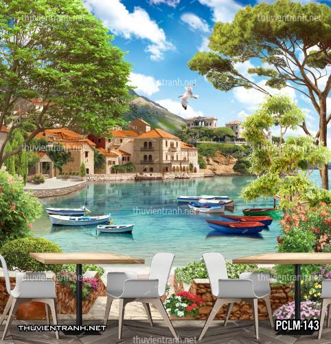 Tranh Phong Cảnh thành phố ven biển Địa Trung Hải - Kết quả tìm kiếm tranh tường