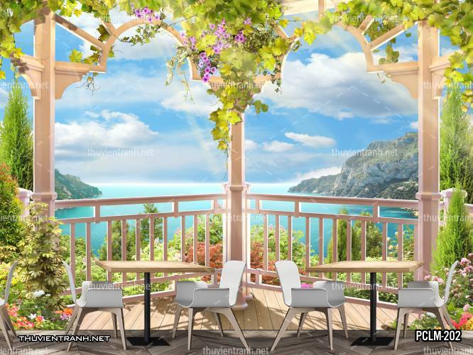 Tranh Phong Cảnh thành phố ven biển Địa Trung Hải - Tranh tường chất lượng cao
