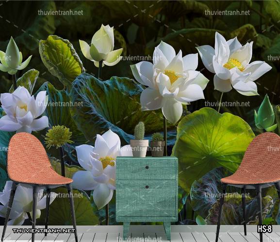 Tranh dán tường Hoa Sen - Tranh tường chất lượng cao