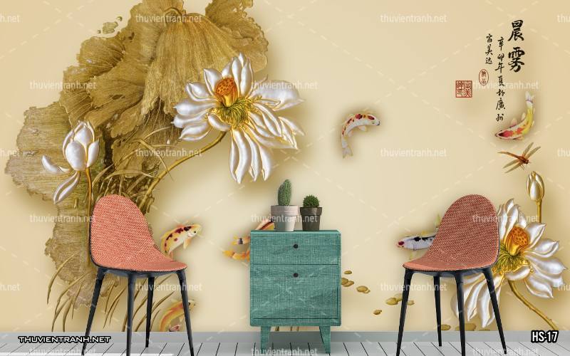 Tranh dán tường Hoa Sen - Tranh tường chất lượng cao