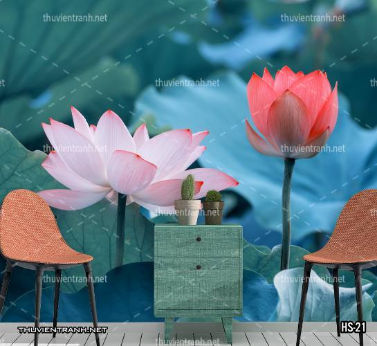 Tranh dán tường Hoa Sen - Tranh tường chất lượng cao