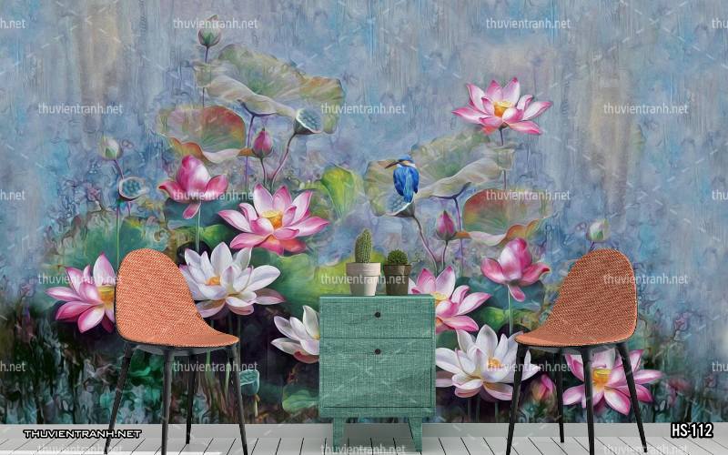  Tranh dán tường Hoa Sen - Tranh tường chất lượng cao