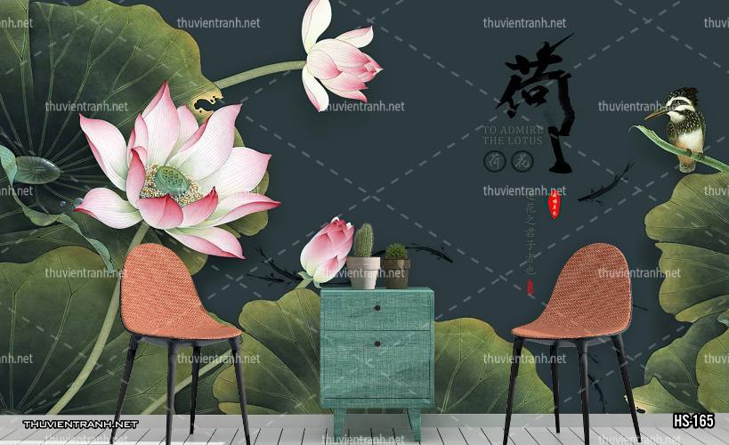 Tranh dán tường Hoa Sen - Tranh tường chất lượng cao