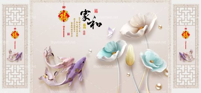 Tranh 3D nền tường phào chỉ và họa tiết trang trí thiên nhiên - Kết quả tìm kiếm tranh tường
