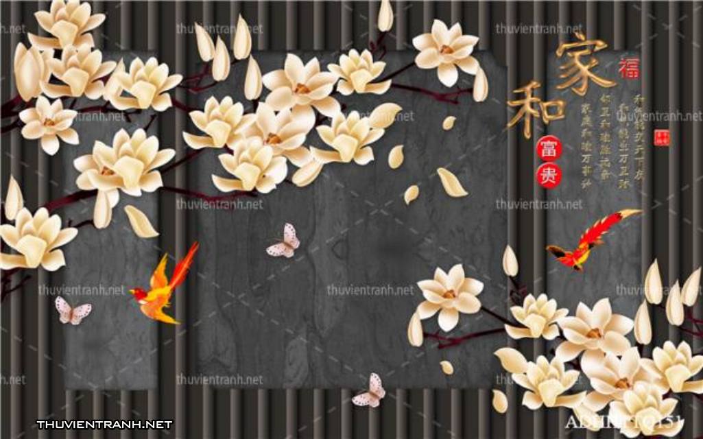 Tranh 3D nền tường phào chỉ và họa tiết trang trí thiên nhiên - Kết quả tìm kiếm tranh tường