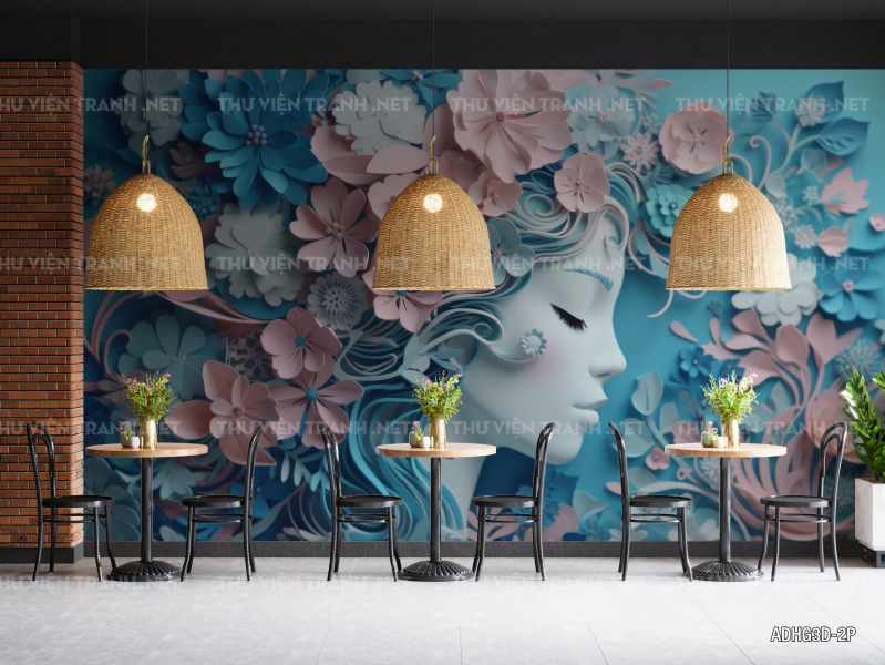 Cô gái 3D, tranh cô gái nghệ thuật gấp giấy origami - Tranh tường chất lượng cao