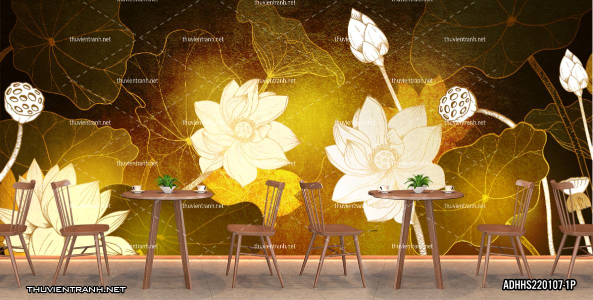 Tranh dán tường Hoa Sen - Tranh tường chất lượng cao