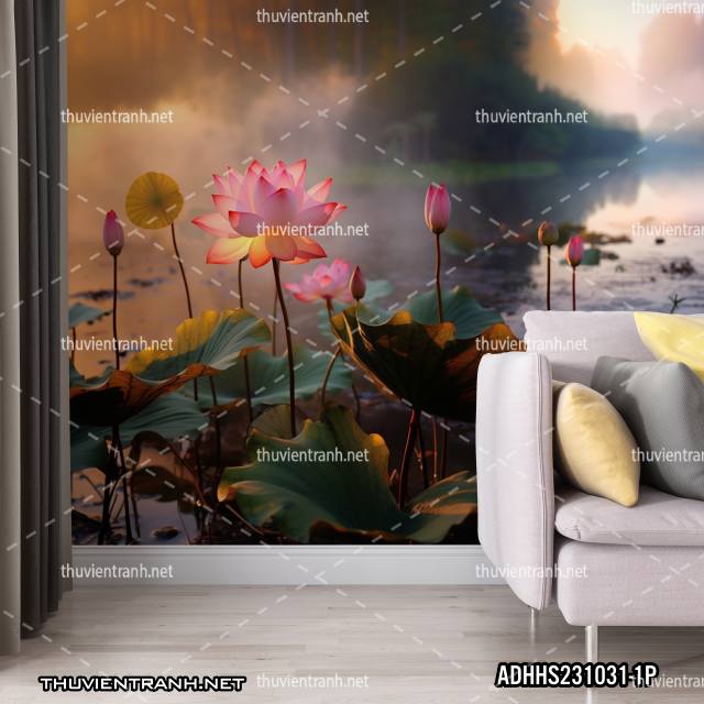 Tranh dán tường Hoa Sen - Tranh tường chất lượng cao