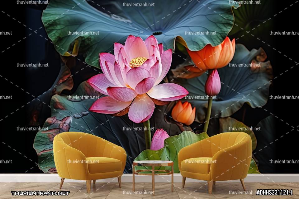 Tranh dán tường Hoa Sen - Tranh tường chất lượng cao