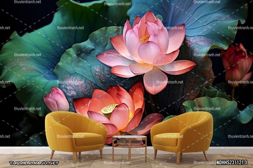 Tranh dán tường Hoa Sen - Tranh tường chất lượng cao