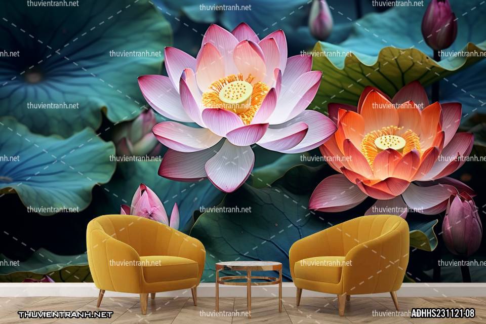 Tranh dán tường Hoa Sen - Tranh tường chất lượng cao