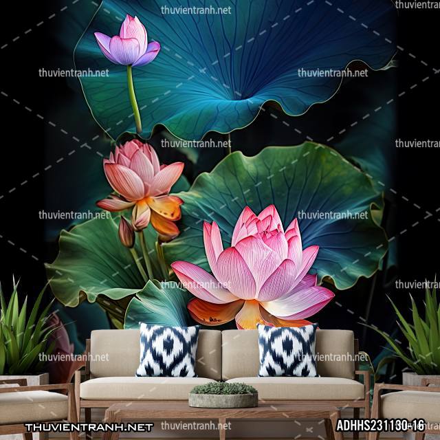 Tranh dán tường Hoa Sen - Tranh tường chất lượng cao