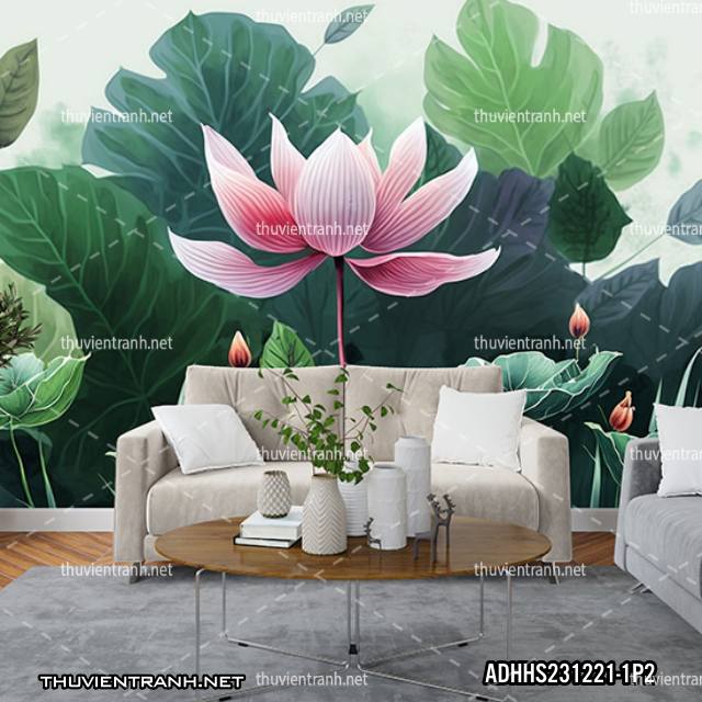 Tranh dán tường Hoa Sen - Tranh tường chất lượng cao