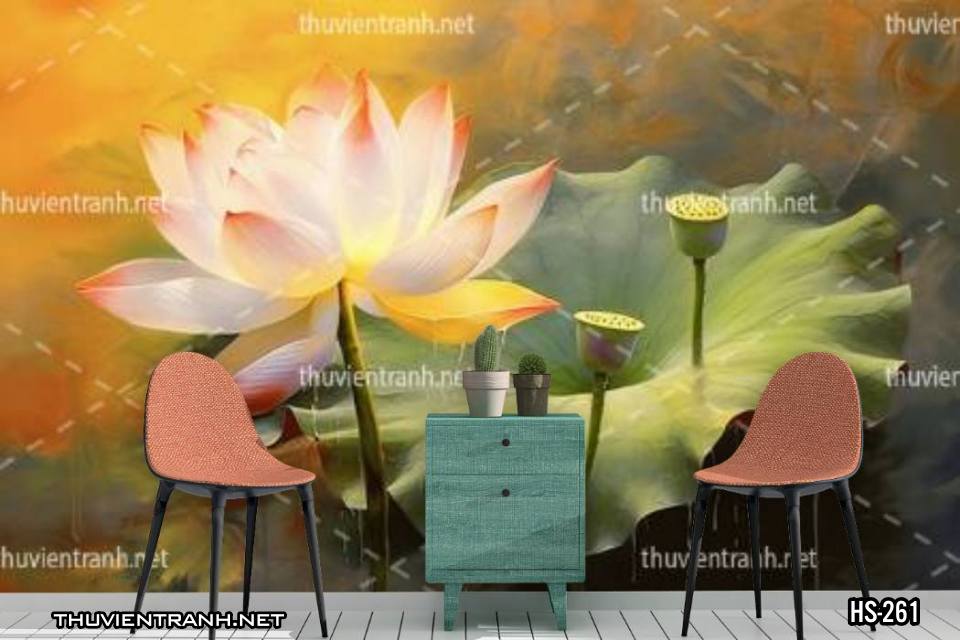 Tranh dán tường Hoa Sen - Tranh tường chất lượng cao