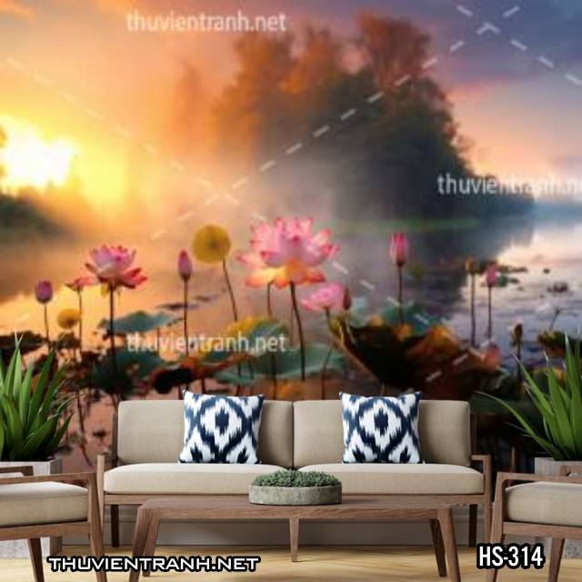 Tranh dán tường Hoa Sen - Tranh tường chất lượng cao