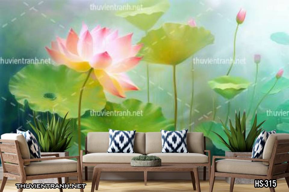 Tranh dán tường Hoa Sen - Tranh tường chất lượng cao
