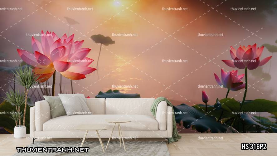 Tranh dán tường Hoa Sen - Tranh tường chất lượng cao