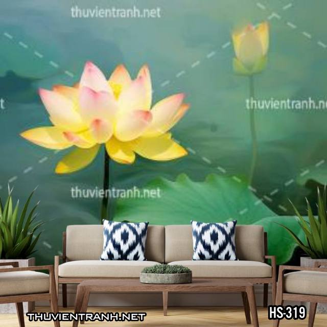 Tranh dán tường Hoa Sen - Tranh tường chất lượng cao