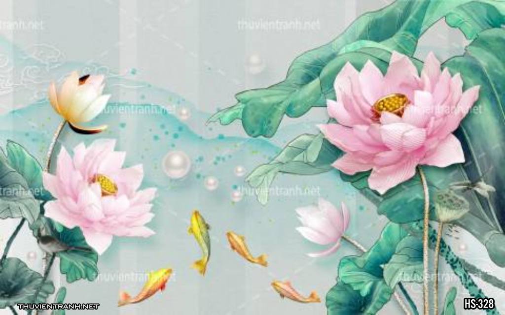 Tranh dán tường Hoa Sen - Tranh tường chất lượng cao