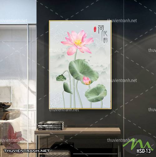  Tranh dán tường Hoa Sen Khổ Đứng - Tranh tường chất lượng cao