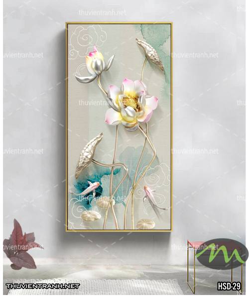  Tranh dán tường Hoa Sen Khổ Đứng - Tranh tường chất lượng cao