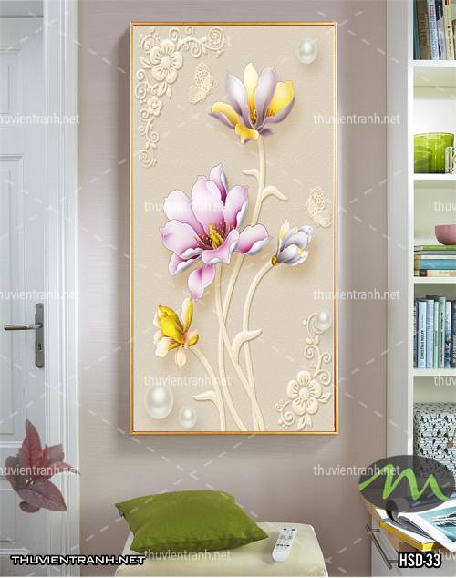  Tranh dán tường Hoa Sen Khổ Đứng - Tranh tường chất lượng cao