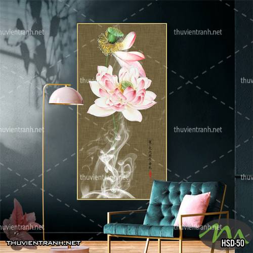  Tranh dán tường Hoa Sen Khổ Đứng - Tranh tường chất lượng cao