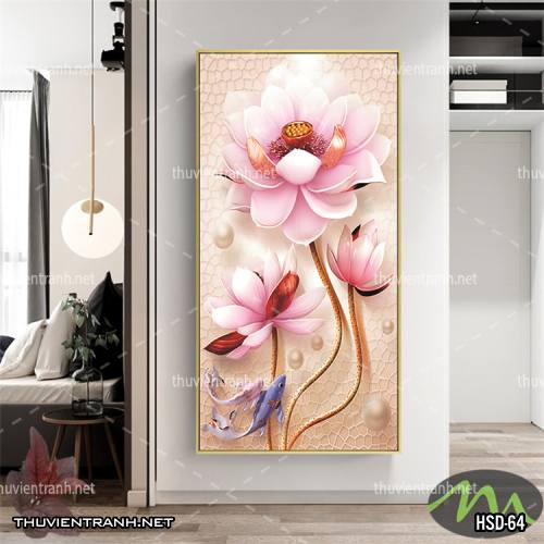  Tranh dán tường Hoa Sen Khổ Đứng - Tranh tường chất lượng cao