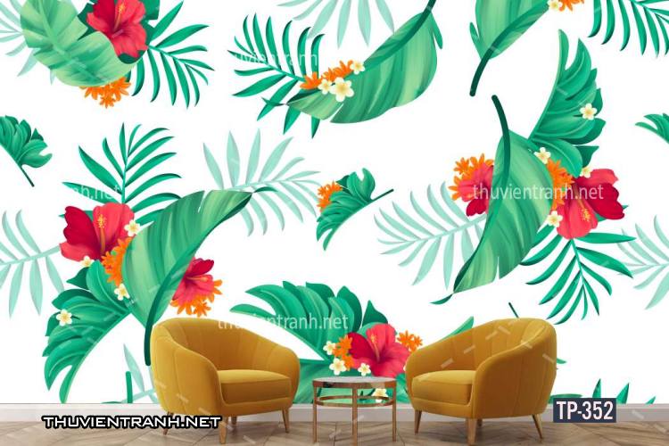 Tranh dán tường Hoa lá nhiệt đới, Tropical Leaves - Tranh tường chất lượng cao