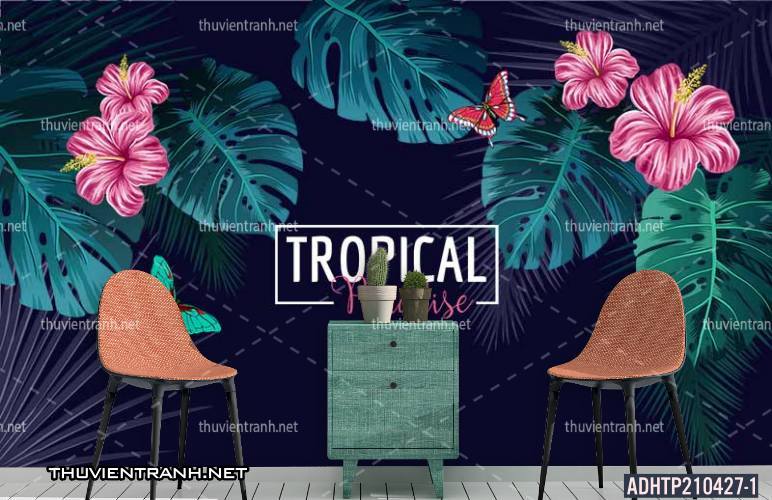 Tranh dán tường Hoa lá nhiệt đới, Tropical Leaves - Tranh tường chất lượng cao