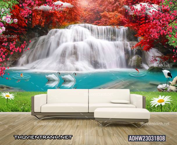Tranh thác nước, tranh dán tường 3D thác nước đẹp - Tranh tường chất lượng cao