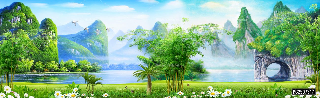 Tranh dán tường 3D Phong Cảnh-PC250731-1 - Tranh tường chất lượng cao