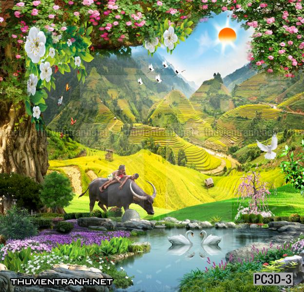 Tranh dán tường 3D Phong Cảnh-PC3D-3 - Tranh tường chất lượng cao